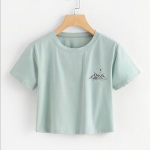 pastel blue crop top